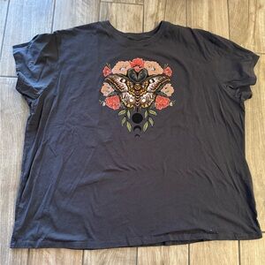 Heritage by Torrid Black Graphic T-Shir Butterfly and moon Design gems size 3Xl